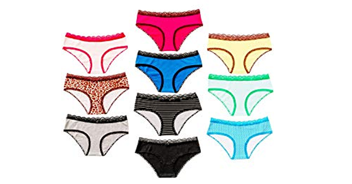 Alyce Intimates Womens Cotton Bikini Panty with Lace Trim, Pack of 10 – Just $13.29!