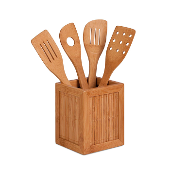 Bamboo Kitchen Utensil Caddy (5 Piece) Only $7.99!