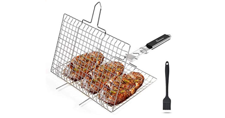WolfWise Stainless Steel Portable BBQ Grilling Basket Only $9.59! Great Reviews!