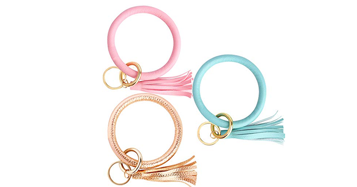 3 Pack Leather Circle Keychain Bracelet – Just $5.99!