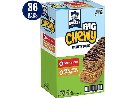 Quaker Big Chewy Granola Bars, Variety Pack, 36 Bars – Only $9.56!