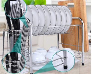 Stainless Steel Dish Drain Drying Rack with Cutting Board Bracket – Only $25.49!