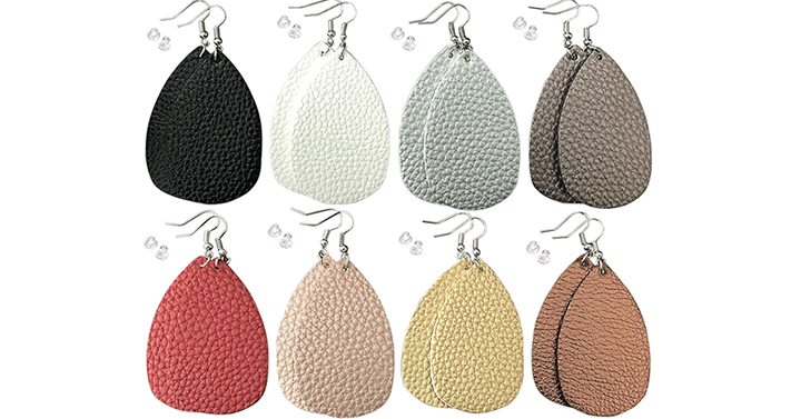 Lightweight Faux Leather Leaf Dangle Earrings, 8 Pairs – Just $7.55!
