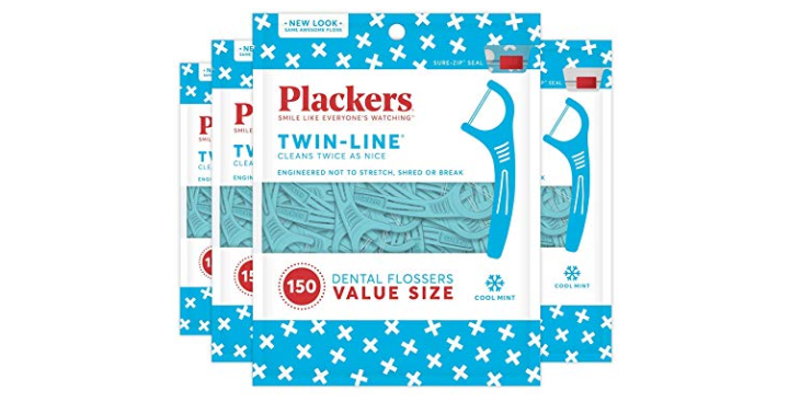 Plackers Twin-Line Dental Floss Picks, 150 Count (Pack of 4) Only $9.07 Shipped! (Reg. $21)