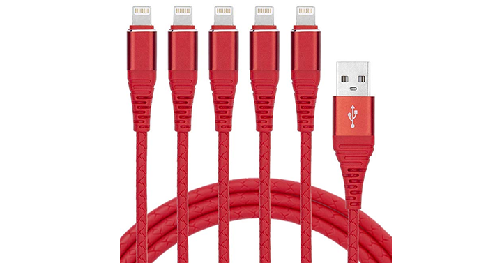 Red iPhone Lightning Cable – 3ft, 5 Pack – Just $8.99!