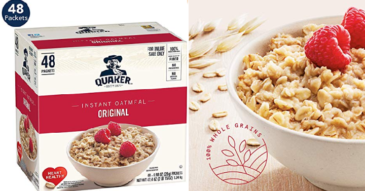 Quaker Instant Oatmeal, Original, Individual Packets, 48 Count Only $7.47 Shipped!
