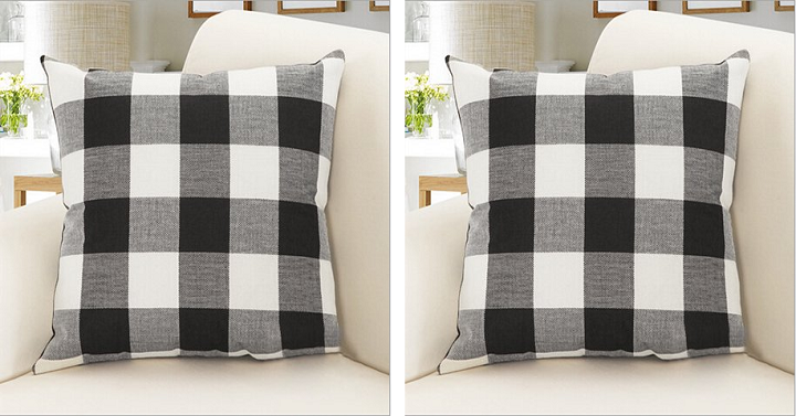 Throw Pillow Case Classic Retro Plaid Pillow Cover Protector Only $6.89!