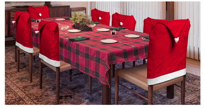 So Cute!! Santa Hat Christmas Holiday Chair Covers (4- or 8-Pack) Starting at Only $10.99!