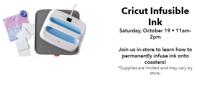 Free Cricut Infusible Ink Event at Joann!