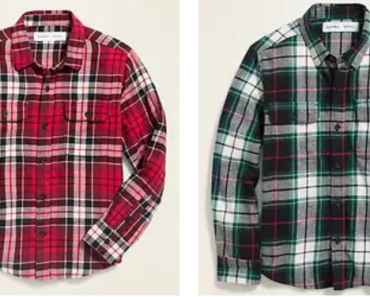 Old Navy: Adult Flannel Shirts Only $12, Kids & Toddler Only $10! Today Only!