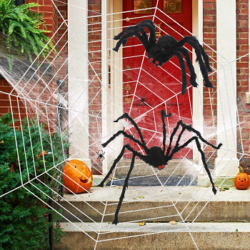 Halloween 11.8Ft Huge Spider Web with 2 Giant Hairy Spiders Only $15.99!