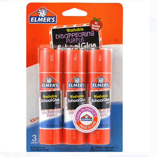 Elmer’s Disappearing Purple Washable School Glue Sticks – 3 ct Only $2.97!
