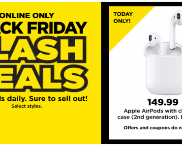 KOHL’S BLACK FRIDAY SALE! FLASH DEAL! Apple AirPods – Just $149.99! Earn $45 in Kohl’s Cash!