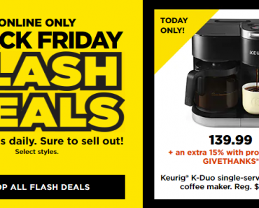 KOHL’S BLACK FRIDAY SALE! Keurig K-Duo Single-Serve & Carafe Coffee Maker – Just $118.99! Earn $30 Kohl’s Cash!