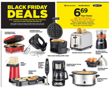 KOHL’S BLACK FRIDAY SALE! Small Kitchen Electrics from Toastmaster, Hamilton Beach, or Bella – Just $6.69 After Rebate!