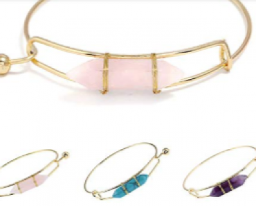 Natural Stone Alloy Bangle Bracelet Only $2.00 + FREE Shipping!