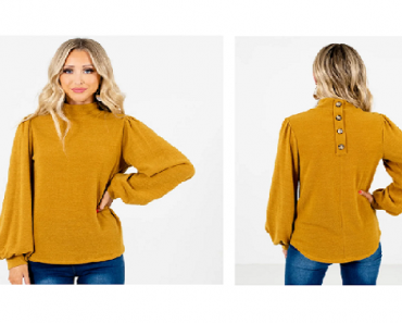 Elegant Button Back Sweater – 4 Colors – Only $24.99!