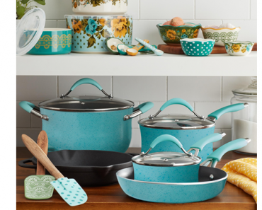The Pioneer Woman Frontier Speckle Turquoise 24-Piece Cookware Combo Set! Just $69.00! Walmart Black Friday Sale!