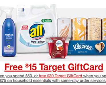 Spend $50 or more on Household Essentials and Get $15 Target GC!