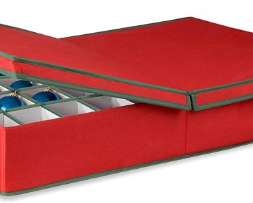 Honey-Can-Do Ornament Storage Box with Dividers, Red/Green – Only $12!