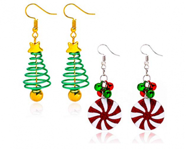 Christmas Tree and Peppermint Bell Dangle Earrings – Just $10.24!