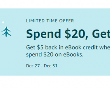 Last Day! Get $5 eBook Credit When You Spend $20 on eBooks at Amazon!