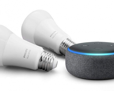Echo Dot (3rd Gen) Charcoal Bundle with Philips Hue White 2-pack A19 Smart Bulbs (No Hub Required) – Just $34.99!
