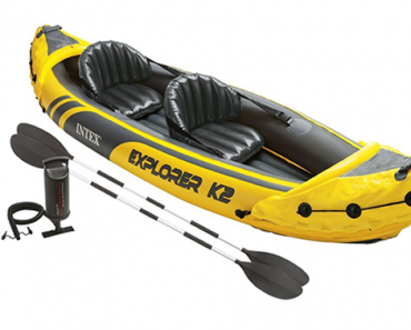 Explorer K2 Kayak, 2-Person Inflatable Kayak Set with Aluminum Oars and High Output Air Pump – Just $44.99!