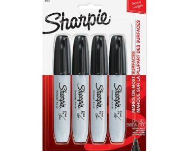 Sharpie Permanent Markers, Chisel Tip, Black, 4 Count – Only $4.92!