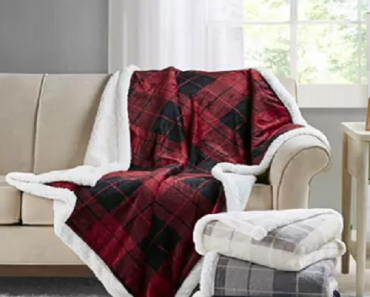 Martha Stewart Collection Plaid Reversible Sherpa Throw for Only $17.99! (Reg. $60)