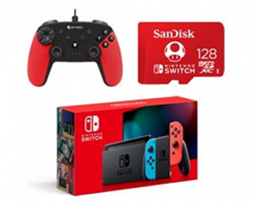 Nintendo Switch Bundle with Bonus 128GB Sandisk Memory Card & Ematic Controller! Just $299.00! Walmart Cyber Monday Sale!