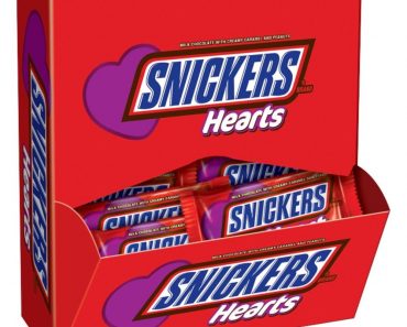 SNICKERS Valentine’s Singles Size Chocolate Heart Candy Bars, 24-Count Box – Only $15.06!