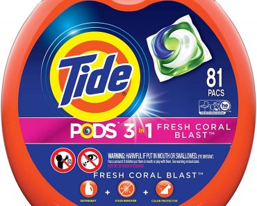 Tide PODS Laundry Detergent Liquid Pacs Tub, Fresh Coral Blast Scent, 3 in 1 HE Turbo, 81 Count – Only $16.12!