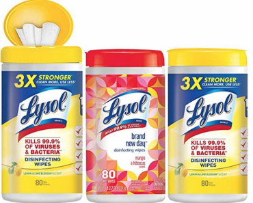 Lysol Disinfecting Wipes, 2 Lemon + 1 Mango, 240 Count $9.44 Shipped!