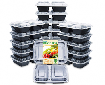 2 Compartment Food Storage Bento Box with Lids – 20 Pack – Just $17.99!