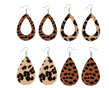 Teardrop Dangle Leopard Print Earrings – 4 Pairs – Just $8.99!