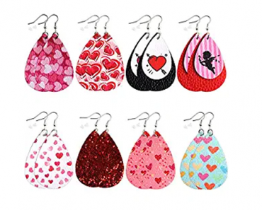 Valentine’s Day Leather Teardrop Earrings – 8 Pairs – Just $9.99!