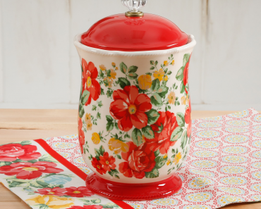 The Pioneer Woman Vintage Floral Canister with Acrylic Knob Only $13.88!