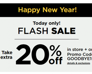 Kohl’s New Year FLASH SALE! 20% off Code! Today only!