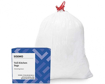 Amazon Brand Solimo Tall Kitchen Drawstring Trash Bags, 13 Gallon, 200 Count – Just $15.16!