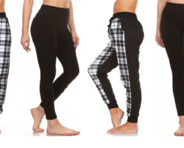 Women’s Plaid Lounge Pants & Black Fleece Leggings (2 Pack) Only $14.99 Shipped!