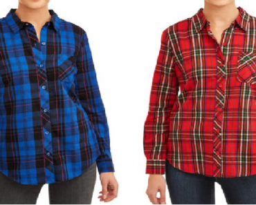 Time and Tru Women’s Woven Plaid Shirt Only $6.88! (Reg. $14)