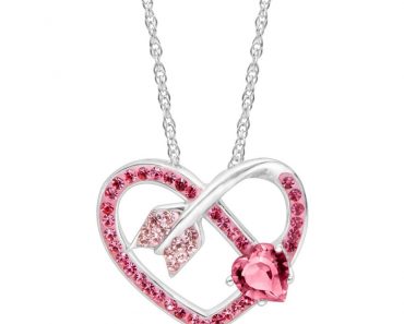 Crystaluxe Arrow Heart Pendant with Pink Swarovski Crystals in Sterling Silver—$20.67!