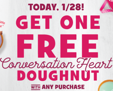FREE Conversation Heart Doughnut With ANY Purchase at Krispy Kreme!