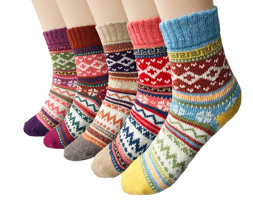 Women’s 5 Pairs Vintage Style Warm Wool Crew Socks! Priced – Just $11.99!