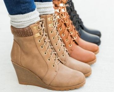 Knit Top Wedge Booties – Only $29.99!