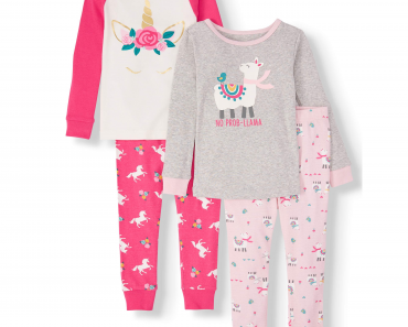 Wonder Nation Toddler Girl Long Sleeve Pajamas 4 Pack Only $6.50!