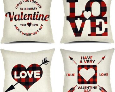 Pack of Four Plaid Valentine’s Day Throw Pillow Cases Only $9.99!