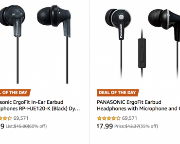 Panasonic ErgoFit In-Ear Earbuds As Low As $5.99 Today Only!