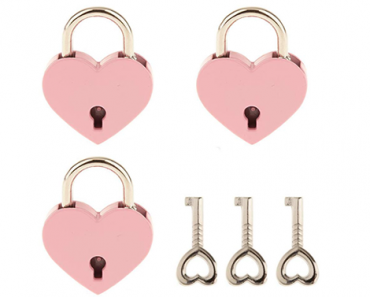 Small Metal Heart Shaped Padlock Mini Lock with Key – 3 Pack – Just $7.99!